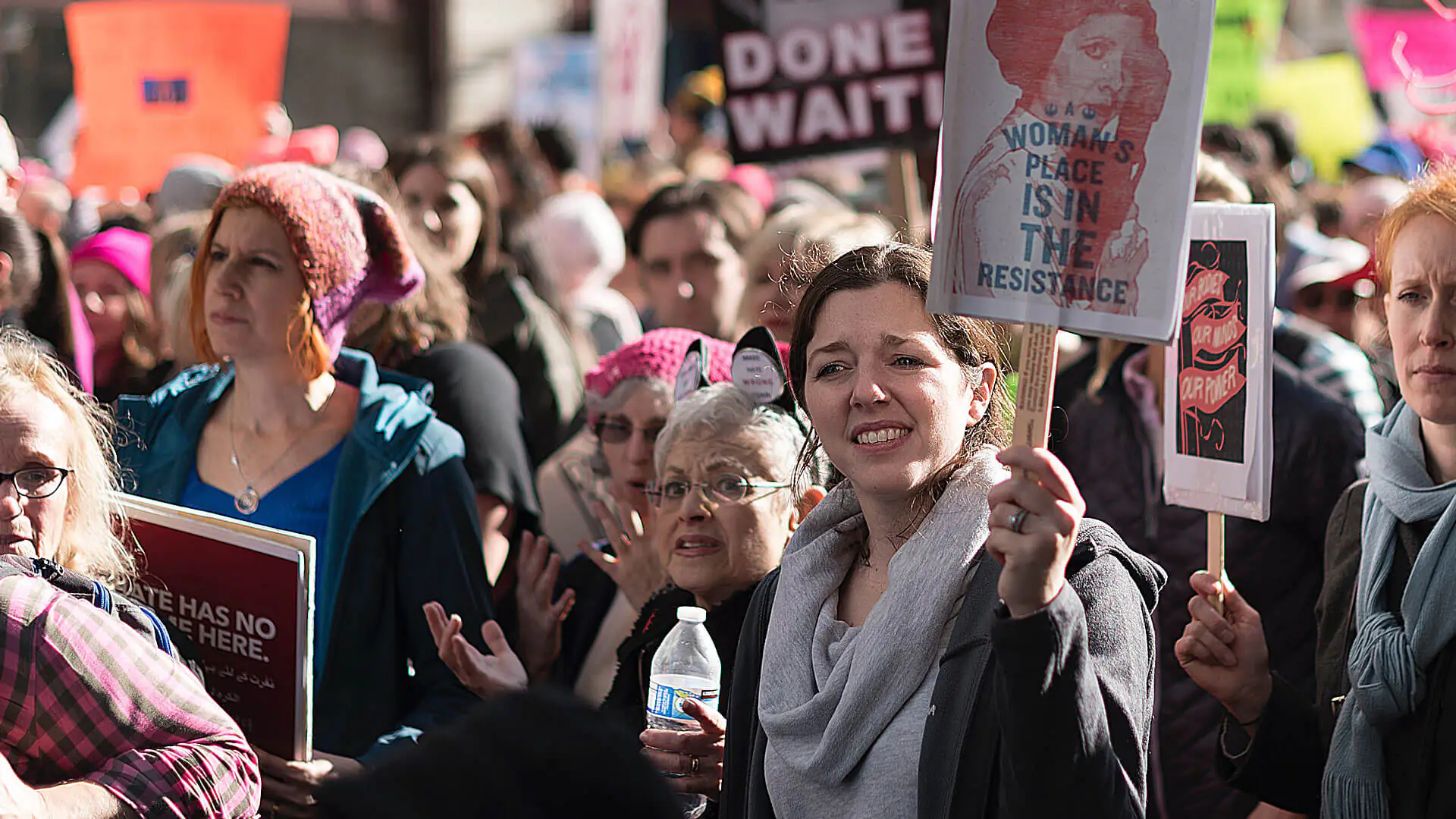 A crowd at a women's rights demonstration